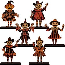 6pcs Vintage Halloween Decor for Home Wood Table Centerpieces