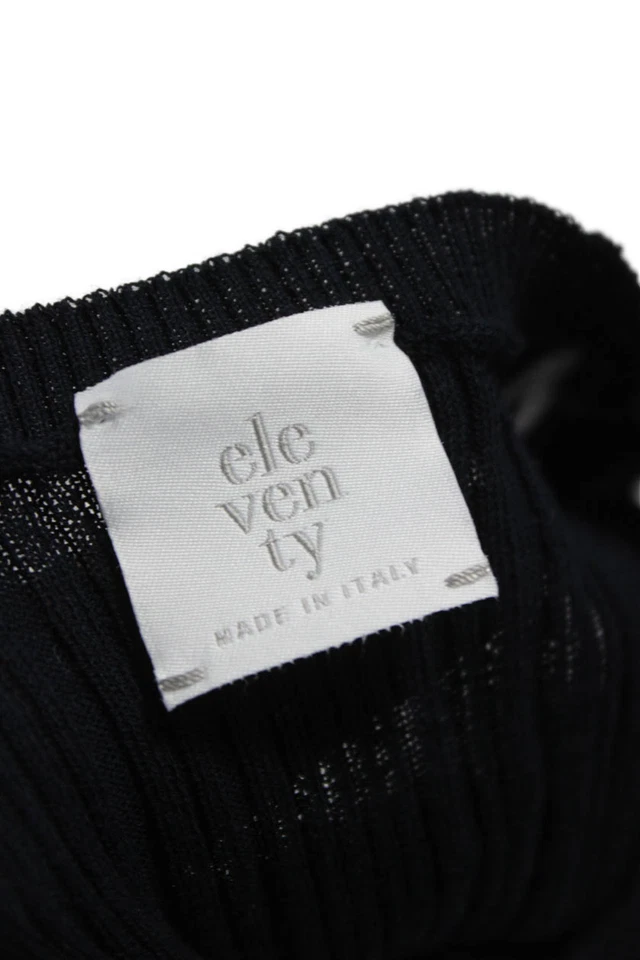 ELEVENTY Damen Maxikleid schwarz 100% Baumwolle ärmellos Rundhals Größe S - Bild 4 von 4