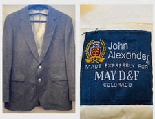 John Alexander Men’s Gray Tweed Wool Sport Coat With Silver Buttons 44R