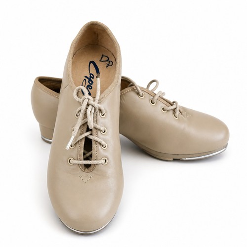 Capezio Leather Lace Up Tap Dance Shoes Nude Beige Women’s Size 7.5 M