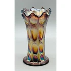 Fenton Carnival Glass Marigold Iridescent Long Thumbprint Scalloped Top Vase