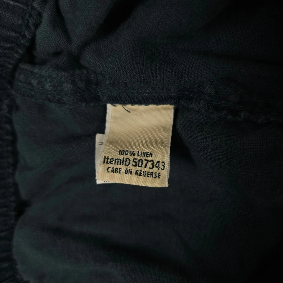 LL Bean Pants Womens 18P Blue Linen Wide Leg Pull On Premium Washable Coastal - Image 4 of 4