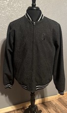 Converse C Original Chuck Mens Large Retro Varsity Jacket Black Tweed Sporty