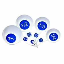 Chef Craft EZ-Read Large Print Plastic Measuring Cups Set, 1/4 to 1 Cup - Blue