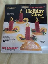 VTG The Beadery Do It Yourself Ornament Kit 4 Holiday Glow Red Candles no4757