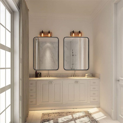 Metal Rectangle Barhroom Mirror Wall Mounted Mirror Make Up Vanity Mirror - Picture 17 of 38