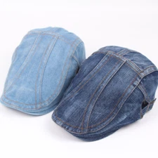 Denim Cotton Newsboy for Men Women Flat Ivy Cap Gatsby Cabbie Driving Hat