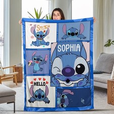 Personalized Stitch Blanket, Stitch Baby Fleece Blanket, Lilo and Friends Blanke