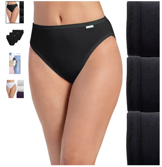 Women's Jockey 3-Pack French Cut (Black Color) 100% Cotton Comfort Underwear - Image 2 of 3