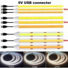 5V 12V 24V COB LED Strip Light 3mm 5mm 8mm Flexible Tape Cabinet Kitchen Lights
