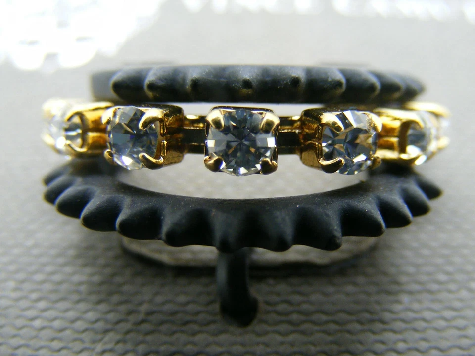 Juego de anillos apilables Vince Camuto Tour of Duty negro mate/diamantes de imitación talla 7 *TAL CUAL* Foto 2 de 2