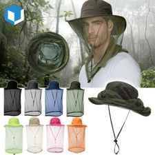 Men Mosquito Head Net Hat Bugs Netting Protection Safari Boonie Bucket Bush Hat