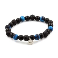 Steine Und MinéRaux. Armband Perlen Tigerauge Hellblau + Lava + Achat No