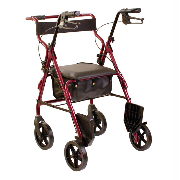 Deambulatore pieghevole doppia funzione - rollator 4 ruote + sedia a rotelle