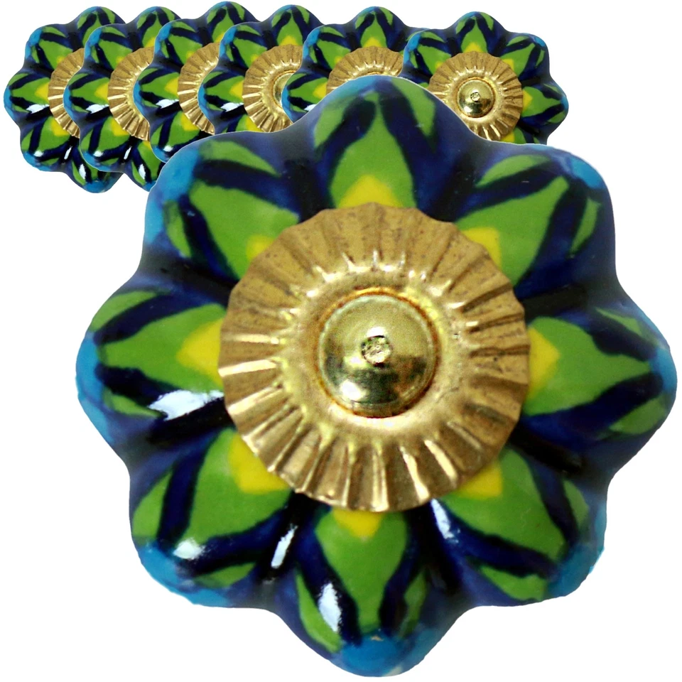 Möbelknöpfe Set 6 STK   Möbelgriffe Keramik Knöpfe Griffe Möbelknopf Bunt   92 - Bild 3 von 4