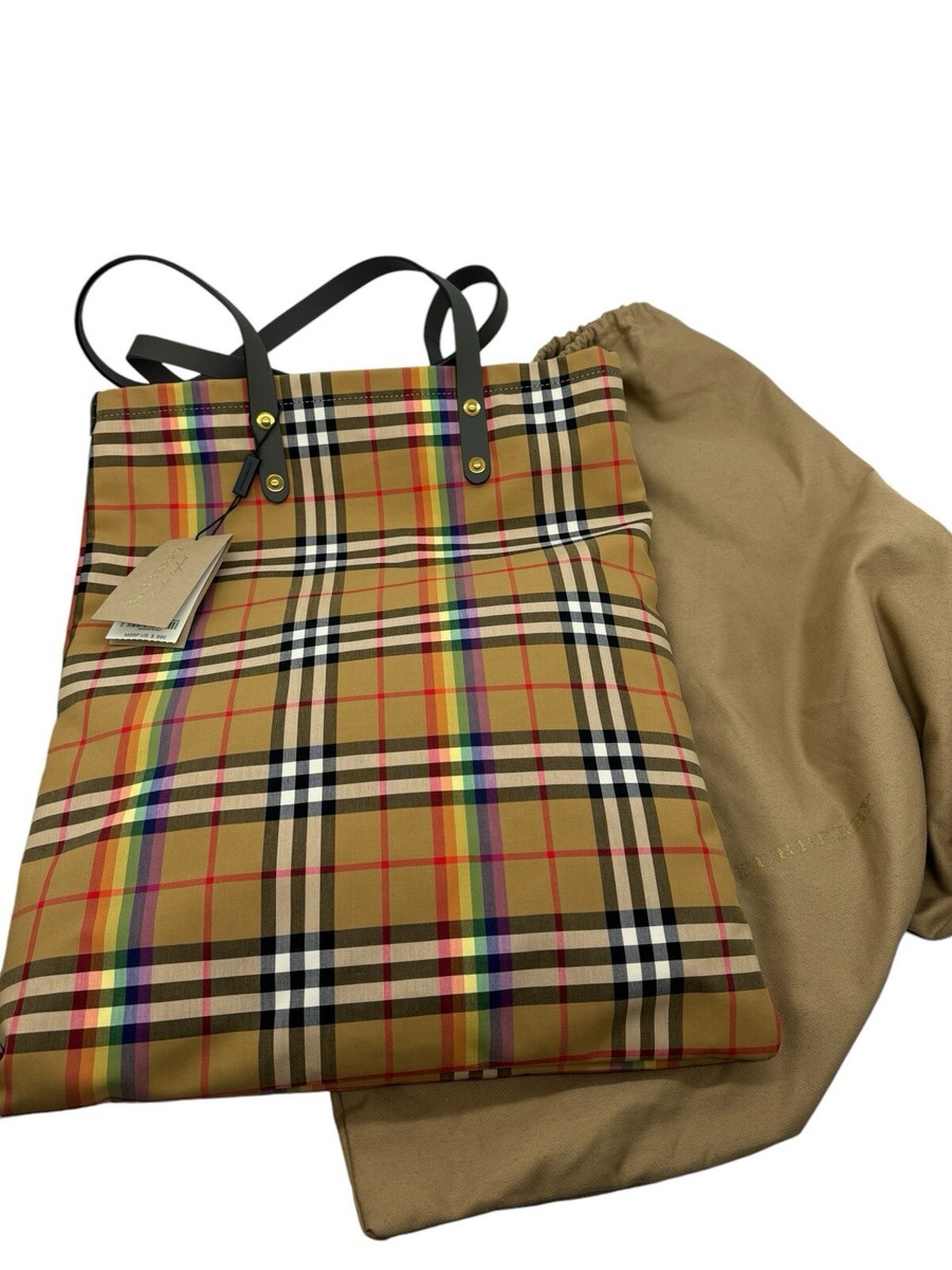 【関税&送料込み】BURBERRY Otherbags Burberry Vintage Rainbow Check Pride Large Shopper Tote Dark