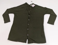 NWT Active USA Waffle Thermal Long Sleeve V Neck Button Up (Small/Olive Green)