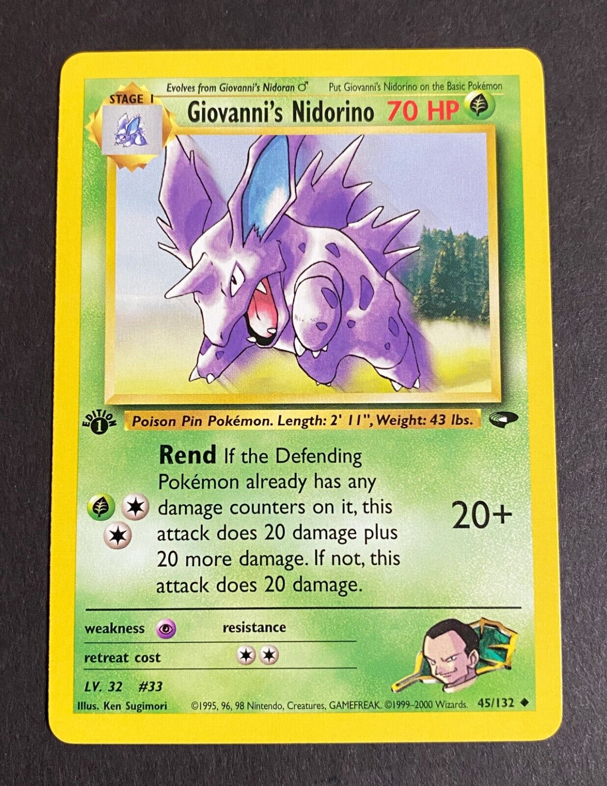 Giovanni’s Nidorino 1st Edition Gym Challenge Uncommon 45/132 - Pokemon TCG NM