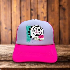 Blink 182 Mens Trucker Hat Pink Snapback Retro Logo Baseball Cap