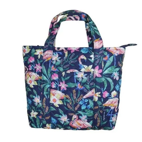 Vera Bradley Mini Vera Tote Bag in Flamingo Garden Quilted Cotton Travel Bag NWT - 第 6/11 張圖片