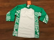 New Gymboree Boys Green and White Floral Rashguard Rash Guard Size 4 4T