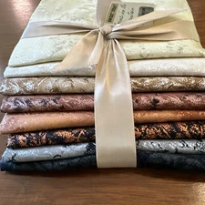 Michael Miller Fairy Frost Frosty Fat Quarter Lot 8 Cream Black Copper Tan Gray