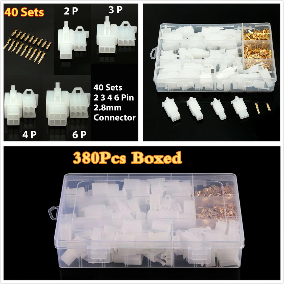 380 peças/caixa 2 3 4 6 pinos terminal de cabo de motocicleta plugue conector macho fêmea - Imagem 3 de 4