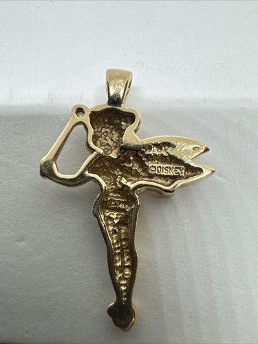 14K VINTAGE DISNEY SOLID YELLOW GOLD &CZ CUBIC ZIRCONIA TINKERBELL PENDANT 3.57G - Picture 9 of 12