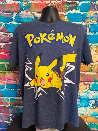 T-shirt Pokemon Homme - Bleu, Taille S, Graphique Pikachu Et Carapuce (Squirtle)