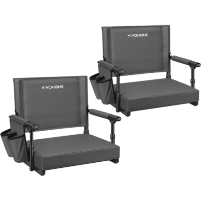 2 Pack Portable Stadium Seat Bleacher Chair Padded & Cup Holder Shoulder Strap