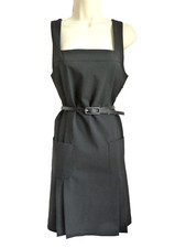 Theory Adria Dress NWT 10 Black 315 Sleeveless Pleated Hem Front Pockets