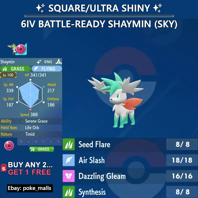 ✨ Shaymin ✨ Pokemon Violet Scarlet ✨ Max Stats All Moves 6 IV