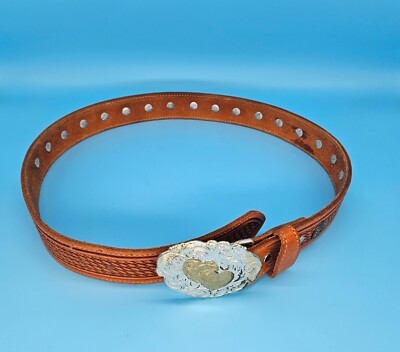 Montana Silversmiths Double Heart Belt Buckle w/Stamped  display picture 2
