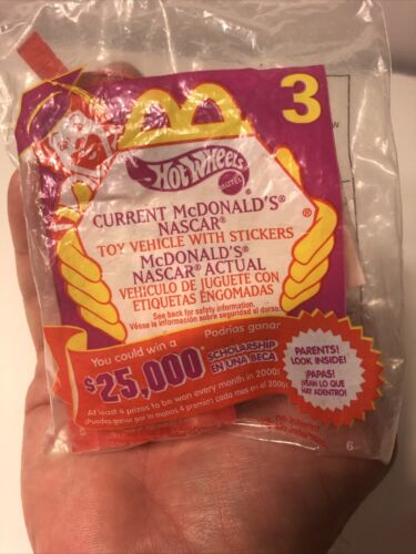 McDonald's #3 Hot Wheels NASCAR Happy Meal Toy w/Stickers - Mint in Package