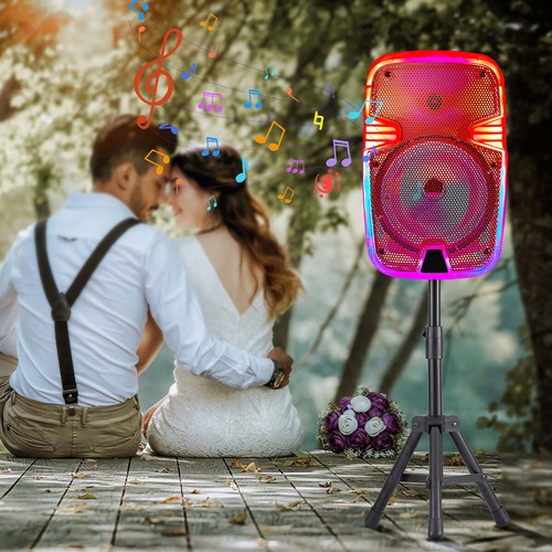 8 "Bluetooth Portable Speaker Rechargeable USB/SD/FM/AUX W/Mic & Stand Party US - Picture 8 of 12