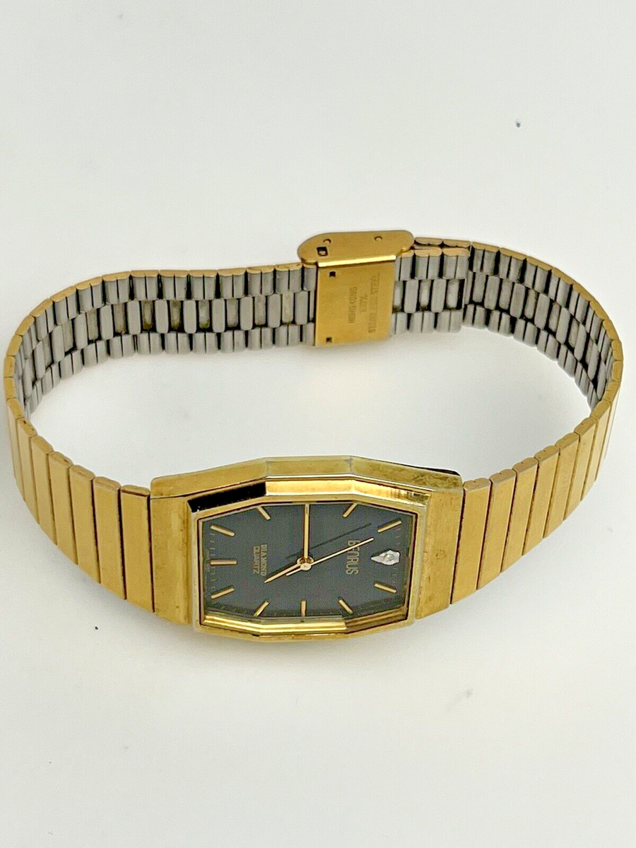 Vintage BENRUS Diamond Men's 37mm Quartz Watch Gold Case Vintage BENRUS Diamond Men's 37mm Quartz Watch Gold Case
