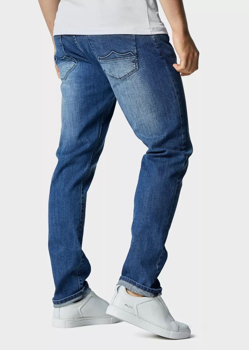Mens denim dress hot sale slacks
