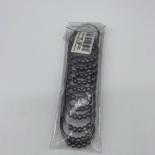 Wide Oval Roller Glide Shower Curtain Hooks / Rings Set of 12 Brown - Picture 2 of 4