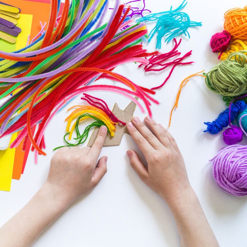 300 pcs Chenille Stems Fluffy Iron Wires Twisted Sticks Bendable Plush