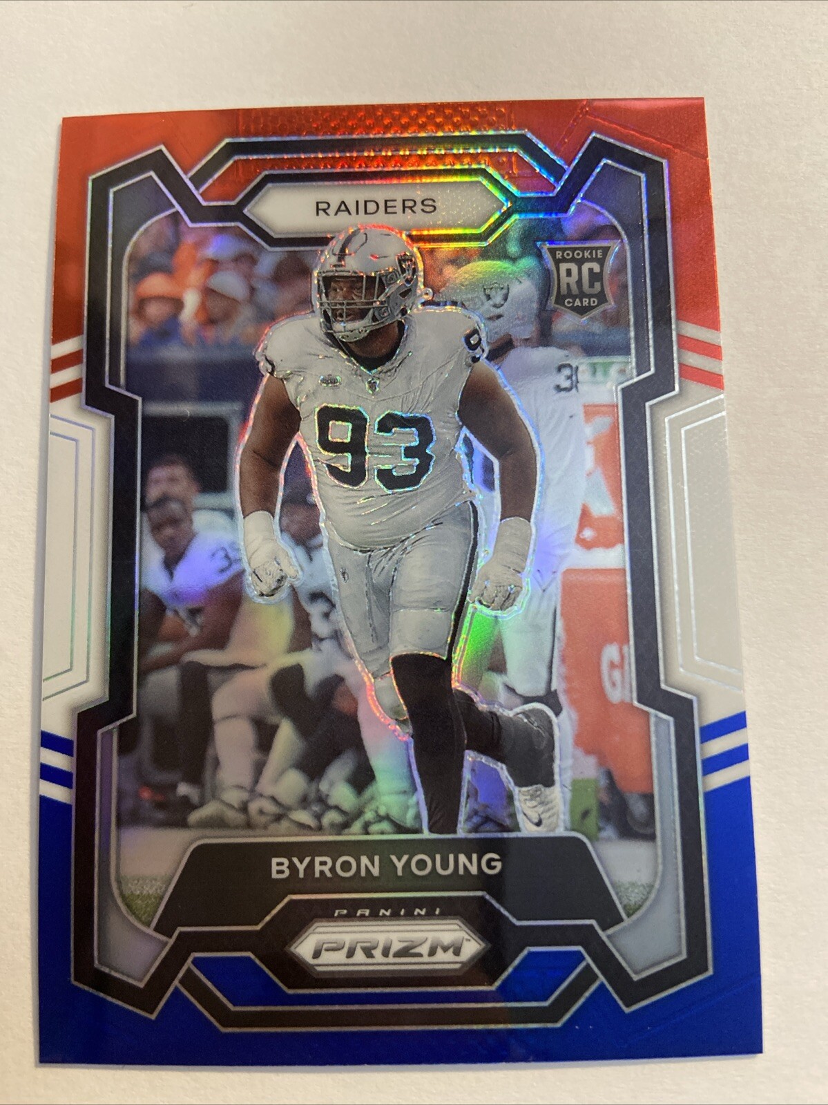 2023 Prizm Byron Young Red White Blue Prizm RC #355 Oakland Raiders