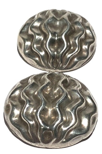 LARGE VINTAGE STERLING SILVER MODERNIST SCULPTURE ARTISAN CLIP EARRINGS 23 GRAMS - Picture 2 of 12