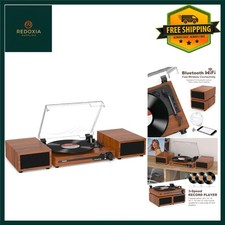 Image of Vintage 3 Speed Bluetooth Vinyl Record Player with Dual Stereo Speakers