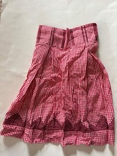 Vintage Hand Embroidered Red Gingham with Black Embroidery Apron