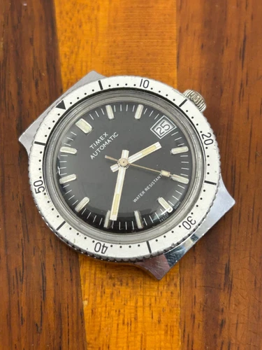 Vintage Timex Diver Watch Men Winding Automatic 34320 10880 38mm - For Repair