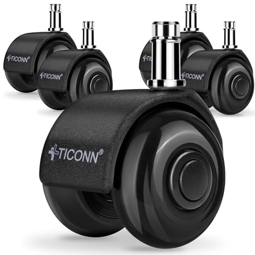 Office Chair Caster Wheels 2" Dual Wheels Set of 5 for Tile and Hardwood Black - Picture 2 of 8