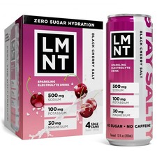   LMNT Black Cherry Sparkling Electrolyte Drink 4 Pack Free Shipping