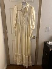 1970s vintage Gunne Sax cream satin prairie maxi dress with lace trim VTG wow