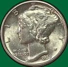 1939-D Mercury Dime Choice Almost Uncirculated AU+/UNC Coin #36882