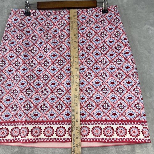 Talbots Skirt Women's Size 8 Pink A-Line Geometric Lined Side Zip Stretch Cotton - Picture 5 of 7