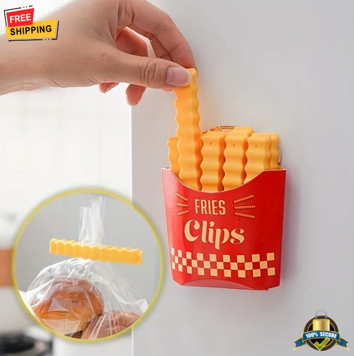12Pcs French Fry Shaped Sealing Clips – Cute Snack Food Bag Sealers